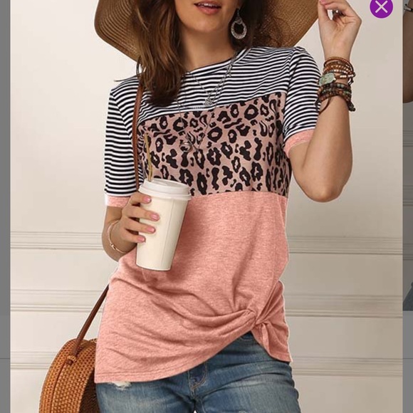 Camisa Tops - Leopard Colour Block Tee